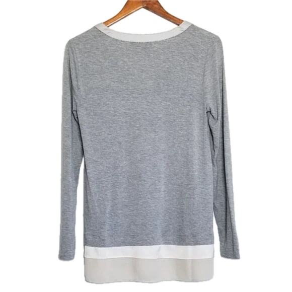 WHBM French Gray Ball Chain Long Sleeve Top Size Medium - Picture 3 of 6